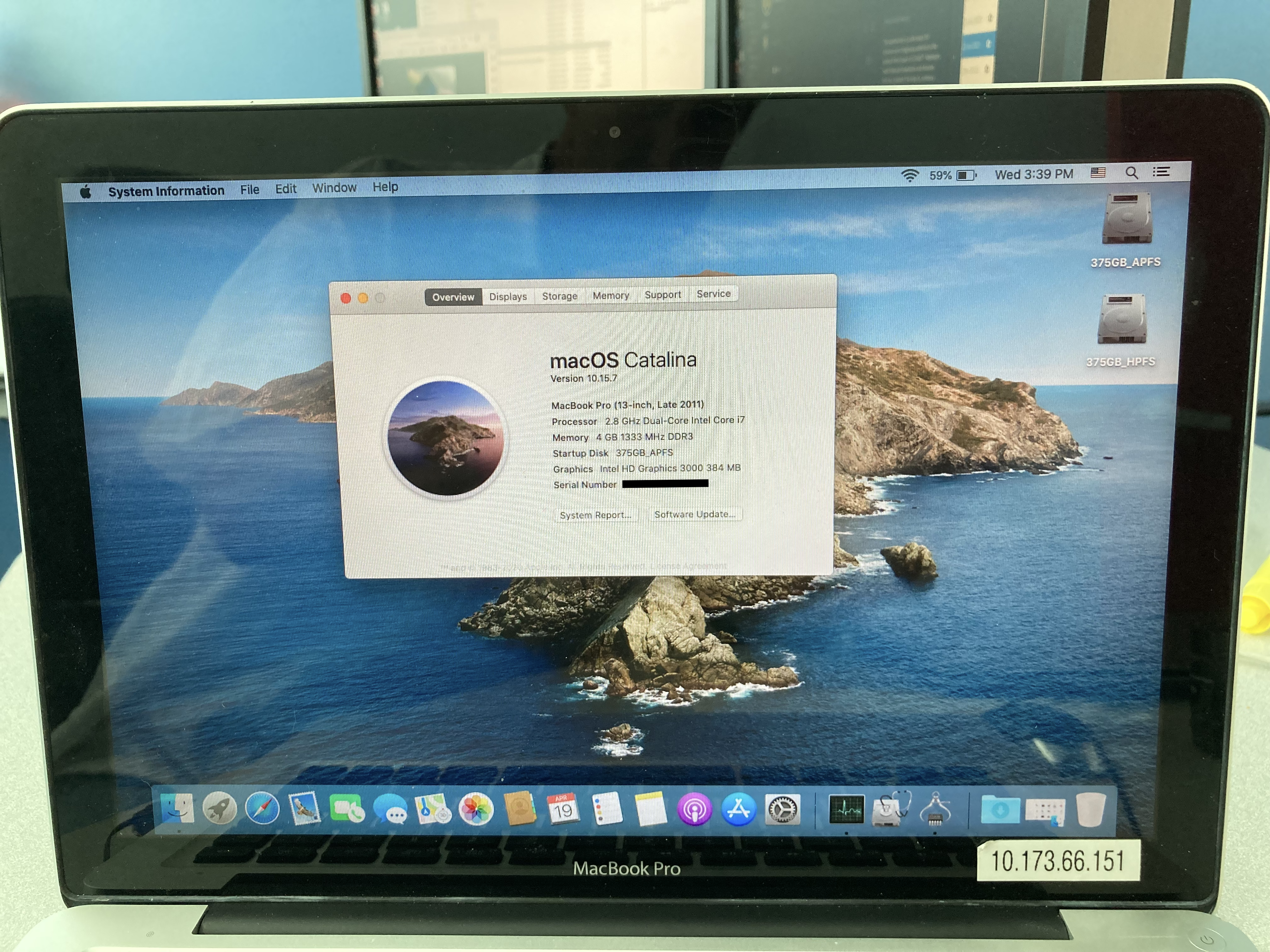 Old MacBook running macOS Catalina