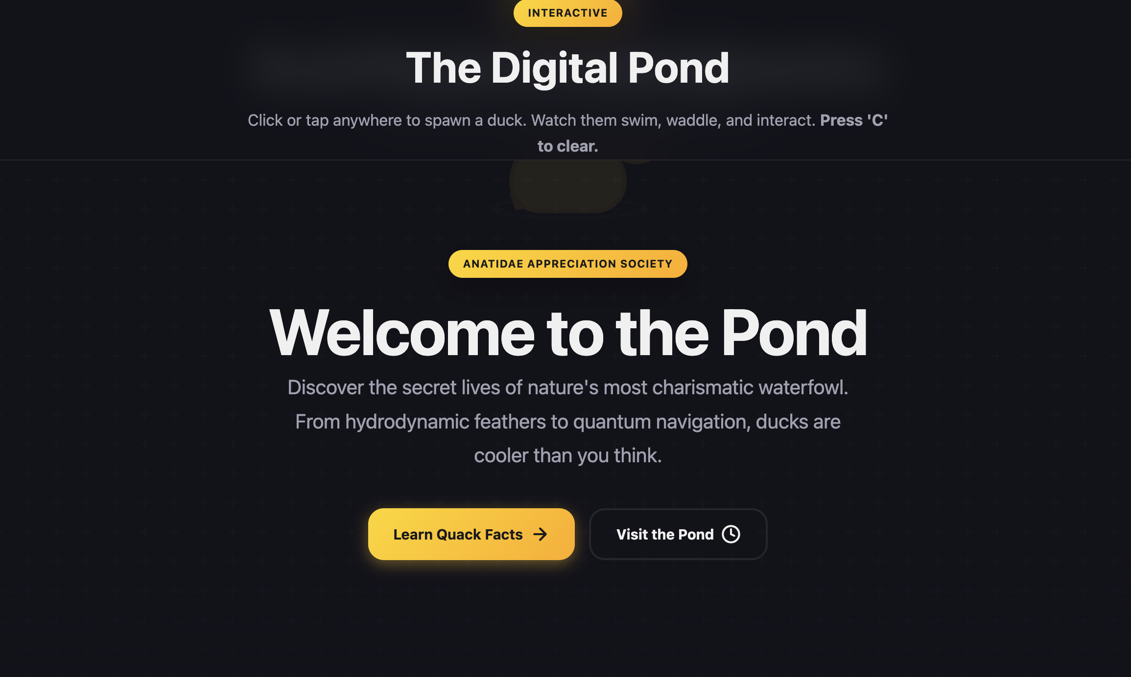 A duck-themed website generated by Nemotron 3.5 Ultra